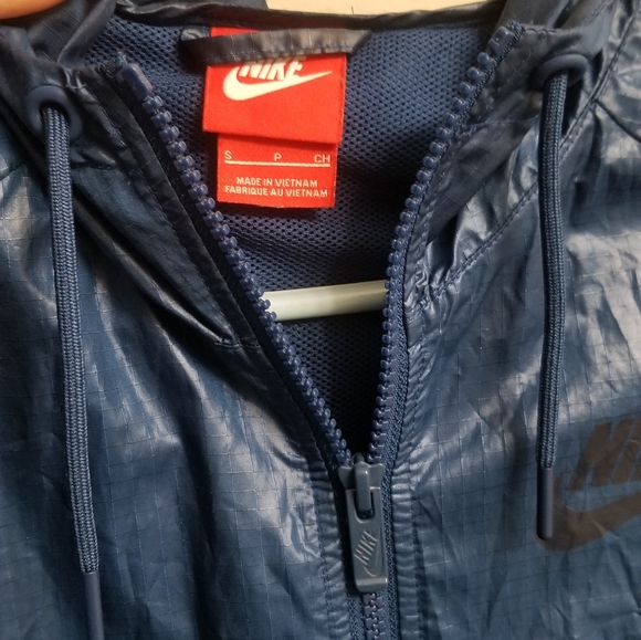 Nike zip windbreaker hooded lightweight rain jacket blue - Picture 2 of 7